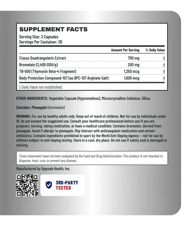 Supplement Facts panel from the RECOVERY+ label