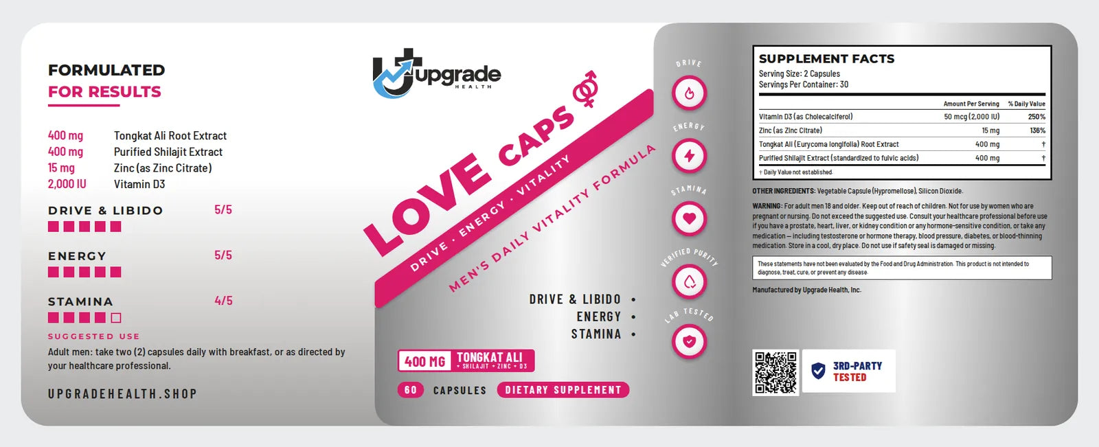 The full LOVE CAPS label, flat