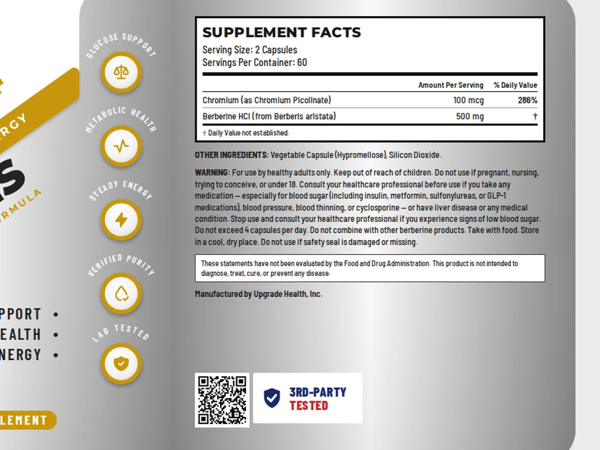 METABOLIC+ Supplement Facts panel