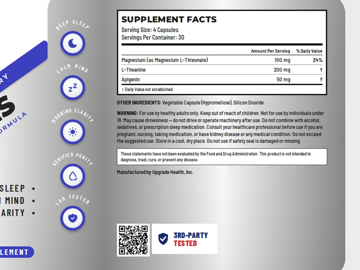 SLEEP+ Supplement Facts panel