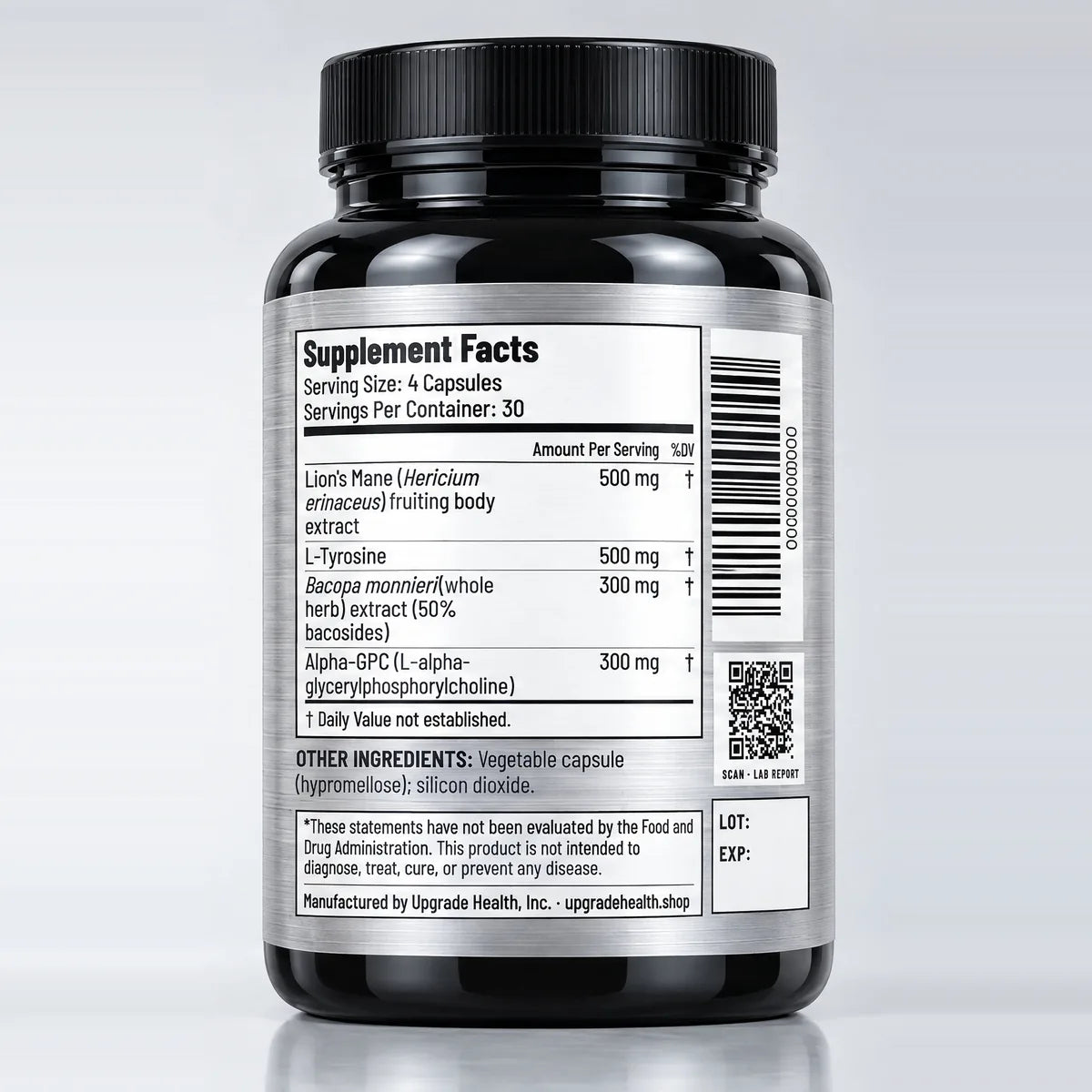 FOCUS+ bottle, Supplement Facts panel